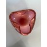 SVUOTATASCHE BOWL PORTACENERE VETRO MURANO TRASPARENTE ROSA FOGLIA ORO '50