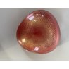 SVUOTATASCHE BOWL PORTACENERE VETRO MURANO TRASPARENTE ROSA FOGLIA ORO '50