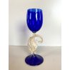 CALICE TIPETTO VETRO SOFFIATO MURANO BLU COBALTO Paolo Venini 19,2 cm/h '50
