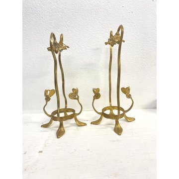 ANTICA COPPIA SUPPORTO STAND LIBERTY FLOREALE PER VASI IN VETRO EPOCA '800/'900