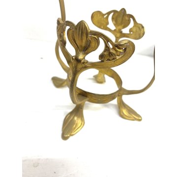 ANTICA COPPIA SUPPORTO STAND LIBERTY FLOREALE PER VASI IN VETRO EPOCA '800/'900