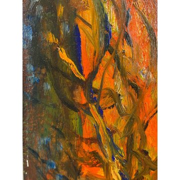 DIPINTO ASTRATTO OLIO TAVOLA E.G. Dossena PAESAGGIO NEO-ESPRESSIONISTA BOSCO '29