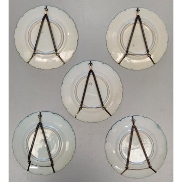 Set 5 PIATTI CERAMICA Sarreguemines DECORO UVA epoca 800 quadro DIPINTO old dish