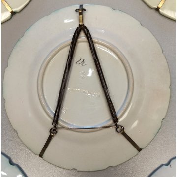 Set 5 PIATTI CERAMICA Sarreguemines DECORO UVA epoca 800 quadro DIPINTO old dish