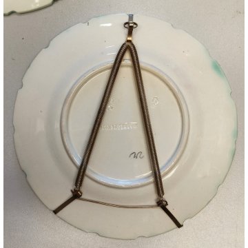 Set 5 PIATTI CERAMICA Sarreguemines DECORO UVA epoca 800 quadro DIPINTO old dish