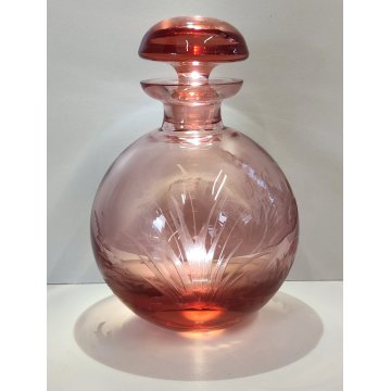 ANTICO VASO Moser CRISTAL BOTTLE Decoro Molato BOEMIA ROSA Ampolla Profumo h. 15
