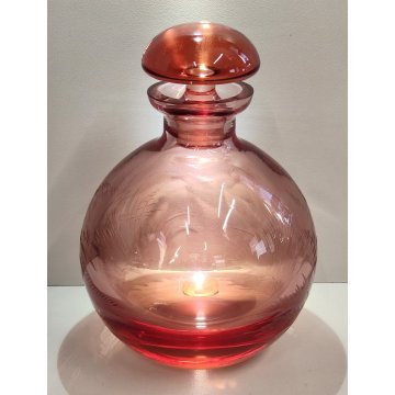 ANTICO VASO Moser CRISTAL BOTTLE Decoro Molato BOEMIA ROSA Ampolla Profumo h. 17