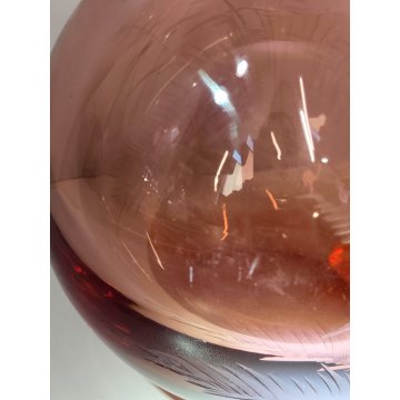 ANTICO VASO Moser CRISTAL BOTTLE Decoro Molato BOEMIA ROSA Ampolla Profumo h. 17