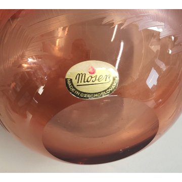 ANTICO VASO Moser CRISTAL BOTTLE Decoro Molato BOEMIA ROSA Ampolla Profumo h. 17