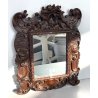 ANTICA PICCOLA SPECCHIERA BAROCCA epoca 1900 OLD SPECCHIO CORNICE LEGNO 37X29 cm