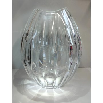 VASO CRISTALLO Moser SFACCETTATO MOLATO Forma Goccia VASO TRASPARENTE anni 80