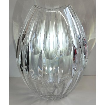 VASO CRISTALLO Moser SFACCETTATO MOLATO Forma Goccia VASO TRASPARENTE anni 80