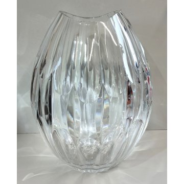 VASO CRISTALLO Moser SFACCETTATO MOLATO Forma Goccia VASO TRASPARENTE anni 80