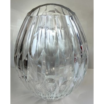 VASO CRISTALLO Moser SFACCETTATO MOLATO Forma Goccia VASO TRASPARENTE anni 80