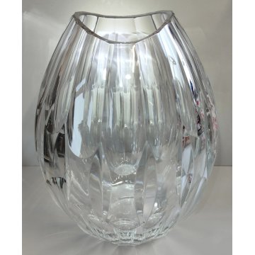 VASO CRISTALLO Moser SFACCETTATO MOLATO Forma Goccia VASO TRASPARENTE anni 80