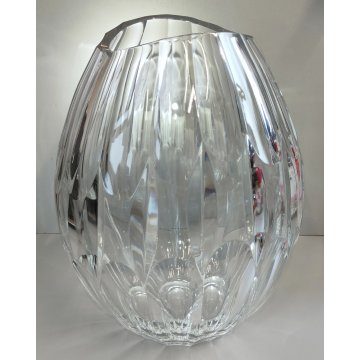 VASO CRISTALLO Moser SFACCETTATO MOLATO Forma Goccia VASO TRASPARENTE anni 80