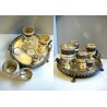 SET DA FUMO VASSOIO SERVIZIO TABACCO in METALLO ARGENTATO ORNATO CESELLATO '800