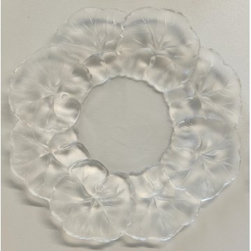 Lalique HONFLEUR set 4 piattini CRISTALLO a Fiore Geranio FIRMATI France DESIGN