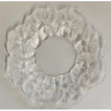 Lalique HONFLEUR set 4 piattini CRISTALLO a Fiore Geranio FIRMATI France DESIGN