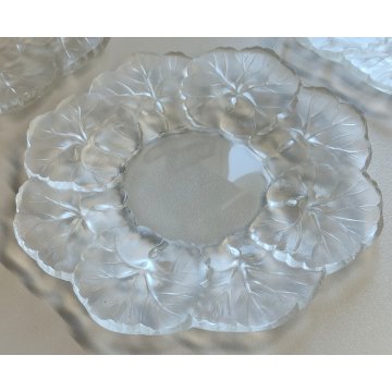 Lalique HONFLEUR set 4 piattini CRISTALLO a Fiore Geranio FIRMATI France DESIGN