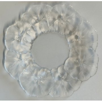 Lalique HONFLEUR set 4 piattini CRISTALLO a Fiore Geranio FIRMATI France DESIGN