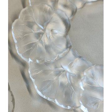 Lalique HONFLEUR set 4 piattini CRISTALLO a Fiore Geranio FIRMATI France DESIGN