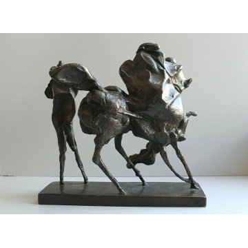 SCULTURA BRONZO TUTTOTONDO Cesare Ronchi 9/25 CAVALIERE CAVALLO FIGURA ART  '900