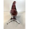 SCULTURA FERMACARTE UCCELLO VETRO Murano SOMMERSO TRANSPARENT PURPLE BIRD Seguso