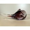 SCULTURA FERMACARTE UCCELLO VETRO Murano SOMMERSO TRANSPARENT PURPLE BIRD Seguso
