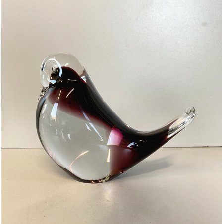 SCULTURA FERMACARTE UCCELLO VETRO Murano SOMMERSO VIOLA TRANSPARENTE Seguso '50