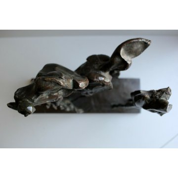 SCULTURA BRONZO TUTTOTONDO Cesare Ronchi 9/25 CAVALIERE CAVALLO FIGURA ART  '900