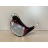 SCULTURA FERMACARTE UCCELLO VETRO Murano SOMMERSO VIOLA TRANSPARENTE Seguso '50