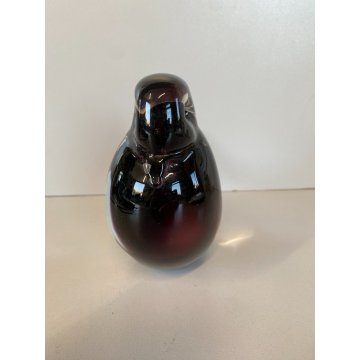 SCULTURA FERMACARTE UCCELLO VETRO Murano SOMMERSO VIOLA TRANSPARENTE Seguso '50