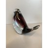 SCULTURA FERMACARTE UCCELLO VETRO Murano SOMMERSO VIOLA TRANSPARENTE Seguso '50