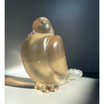 SCULTURA FIGURA COLOMBA VETRO Murano OPALESCENTE VINTAGE MIDCENTURY 13 cm/h