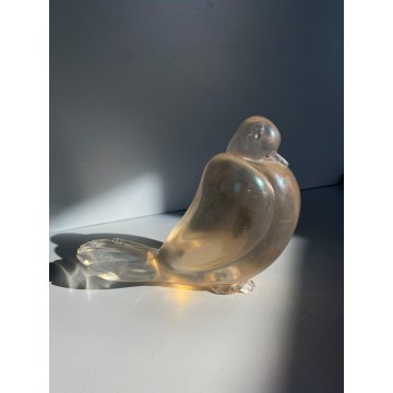 SCULTURA FIGURA COLOMBA VETRO Murano OPALESCENTE VINTAGE MIDCENTURY 13 cm/h
