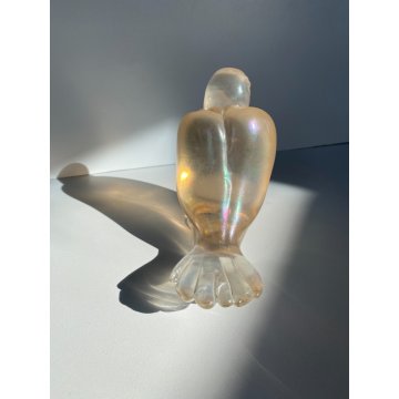 SCULTURA FIGURA COLOMBA VETRO Murano OPALESCENTE VINTAGE MIDCENTURY 13 cm/h