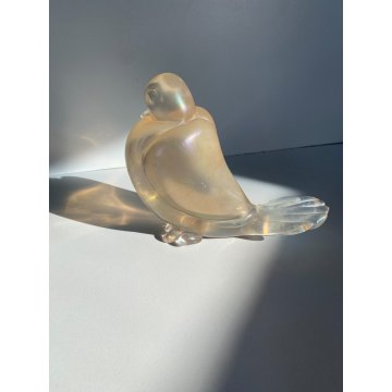SCULTURA FIGURA COLOMBA VETRO Murano OPALESCENTE VINTAGE MIDCENTURY 13 cm/h