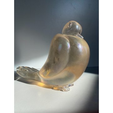 SCULTURA FIGURA COLOMBA VETRO Murano OPALESCENTE VINTAGE MIDCENTURY 13 cm/h