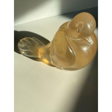 SCULTURA FIGURA COLOMBA VETRO Murano OPALESCENTE VINTAGE MIDCENTURY 13 cm/h