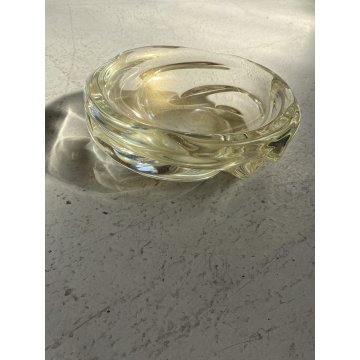 BOWL SVOTATASCHE VETRO Murano TRASPARENTE AVVENTURINA FOGLIA ORO VINTAGE ø 21 cm