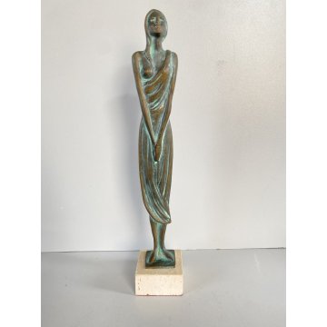 SCULTURA FIGURA FEMMINILE STATUA BRONZO FEMALE FIGURINE SCULPTURE 30,5 cm/h '900