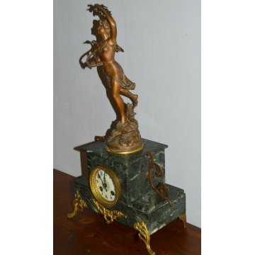 ANTICO OROLOGIO TAVOLO PARIGINA Art Nuoveau SCULTURA Guillemin BRONZATA DORATA