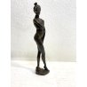 SCULTURA FIGURA NUDO FEMMINILE STATUA OTTONE NUDO GIOVANE DONNA 24,5 cm/h '900