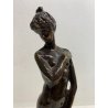 SCULTURA FIGURA NUDO FEMMINILE STATUA OTTONE NUDO GIOVANE DONNA 24,5 cm/h '900