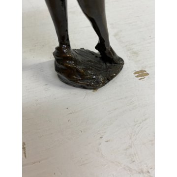 SCULTURA FIGURA NUDO FEMMINILE STATUA OTTONE NUDO GIOVANE DONNA 24,5 cm/h '900