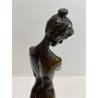 SCULTURA FIGURA NUDO FEMMINILE STATUA OTTONE NUDO GIOVANE DONNA 24,5 cm/h '900