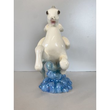 SCULTURA MAIOLICA Zaccagnini FANCIULLA CAVALLUCCIO MARINO Walt Disney   A683 '50