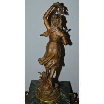 ANTICO OROLOGIO TAVOLO PARIGINA Art Nuoveau SCULTURA Guillemin BRONZATA DORATA