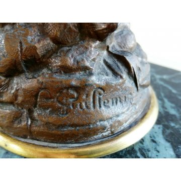 ANTICO OROLOGIO TAVOLO PARIGINA Art Nuoveau SCULTURA Guillemin BRONZATA DORATA